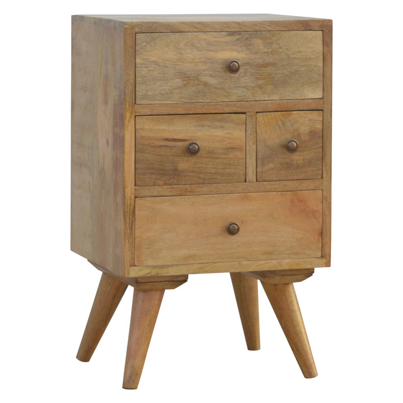 Artisan Furniture Solid Wood Nordic Style 4 Drawer Multi Bedside