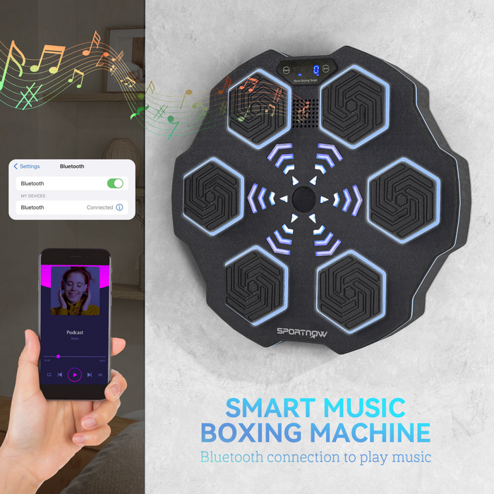 SPORTNOW Music Boxing Machine with Bluetooth Connection and LED Light