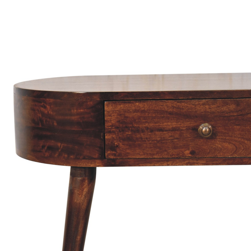 Artisan Furniture Solid Wood California Walnut Rounded Small Console Table, Brown, 1 Drawer