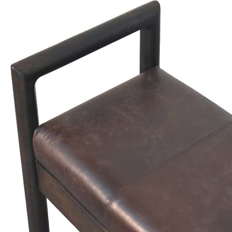 Artisan Furniture Solid Wood Gridline Bench, Upholstered, Black