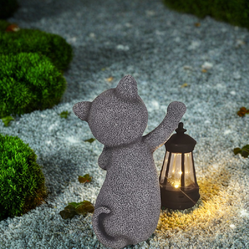 Cat Statue Solar Garden Ornaments Outdoor, Waterproof Garden Statue Figurine Sculpture Funny Home Lawn Decor  Garden Accessories