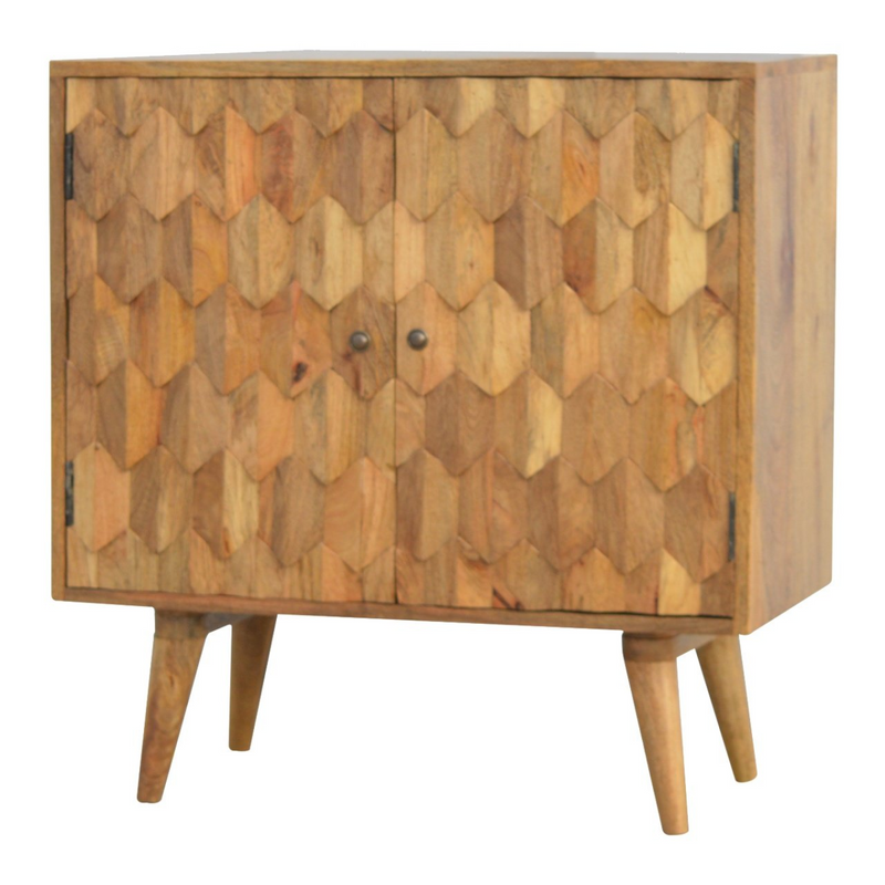 Artisan Furniture Solid Mango Wood Pineapple Carved Cabinet
