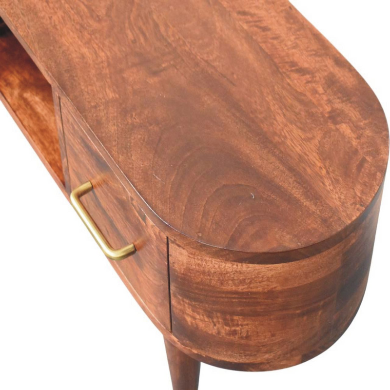 Artisan Furniture Solid Wood Two-Drawer Open-Slot Media Unit, Dark Brown