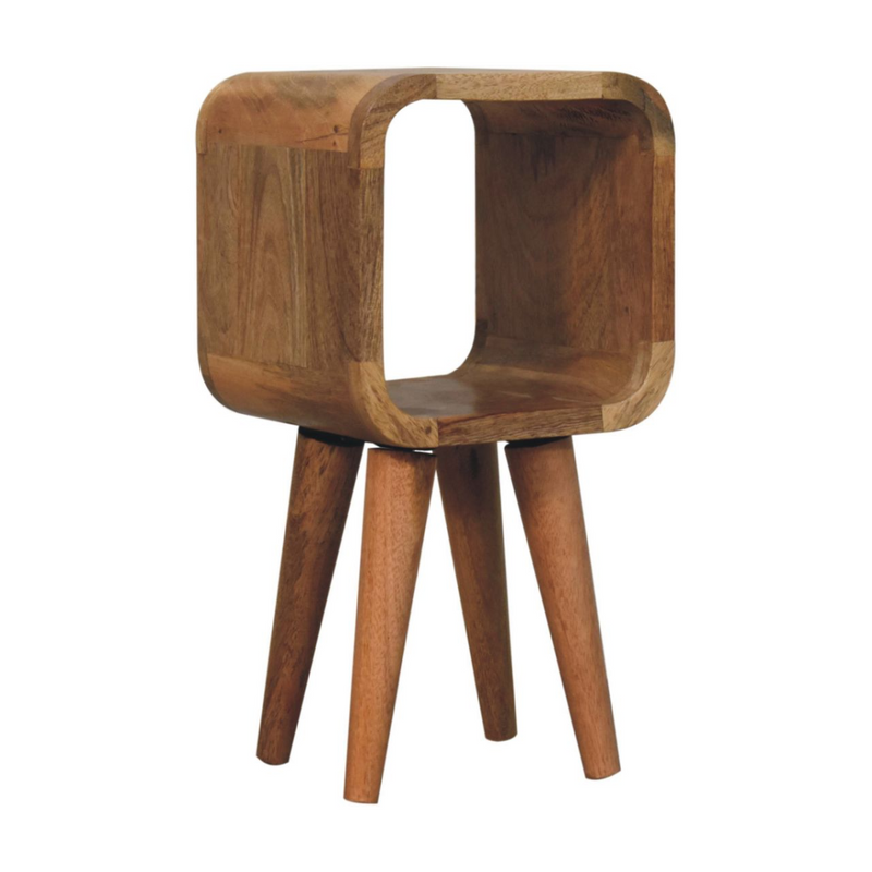 Artisan Furniture Solid Wood Extra Mini Minimalist Open Curved Oak-ish Bedside