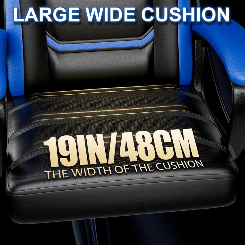 Ergonomic Gaming Chair, Height Adjustable Computer Chair, Pu Leather PC Chair with Castors, for Adults and Teenagers