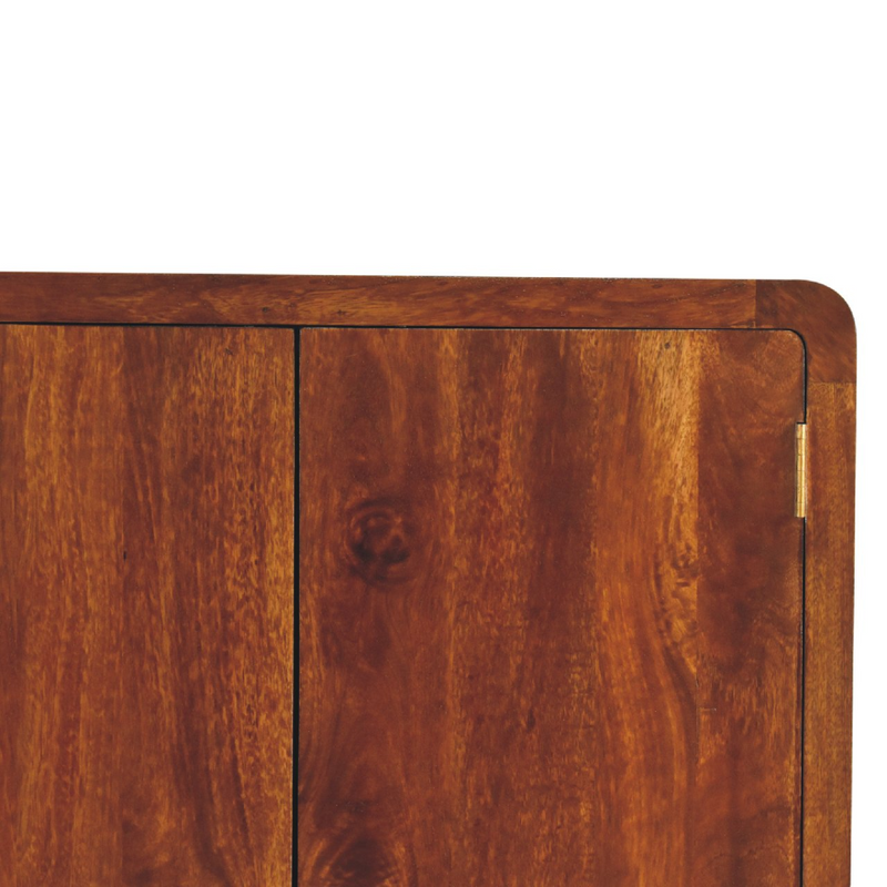 Artisan Furniture Solid Wood Curved Chestnut Wardrobe, Light Brown, 2 Doors and 1 Drawer