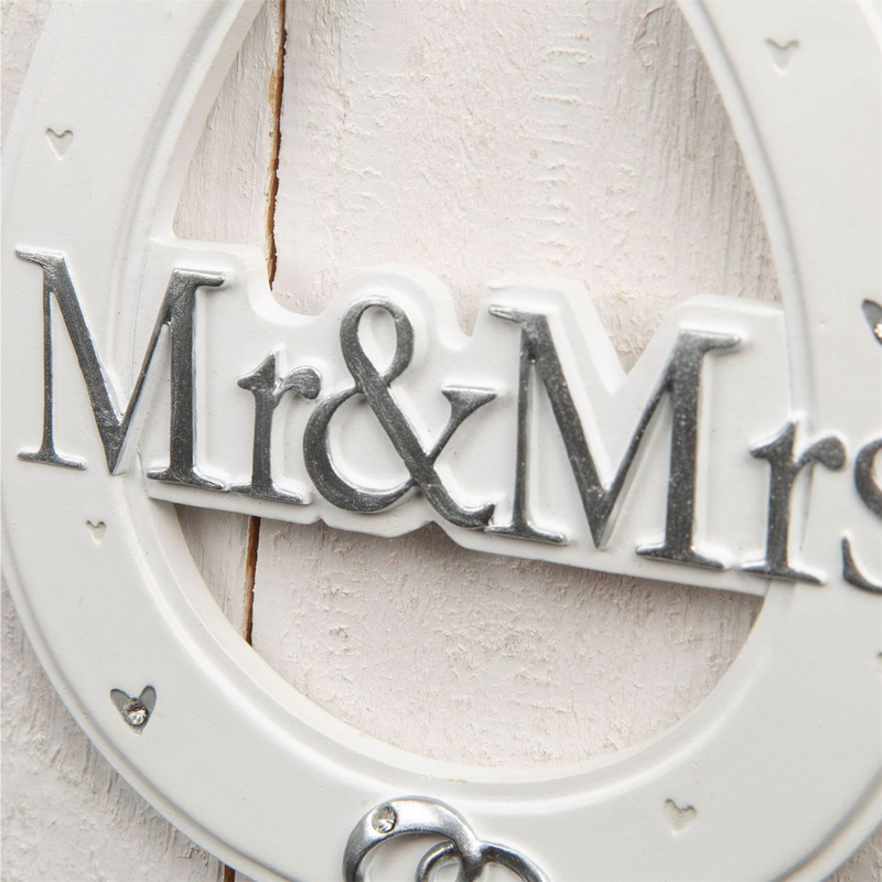 Amore White Resin Wedding Horse Shoe - Mr & Mrs