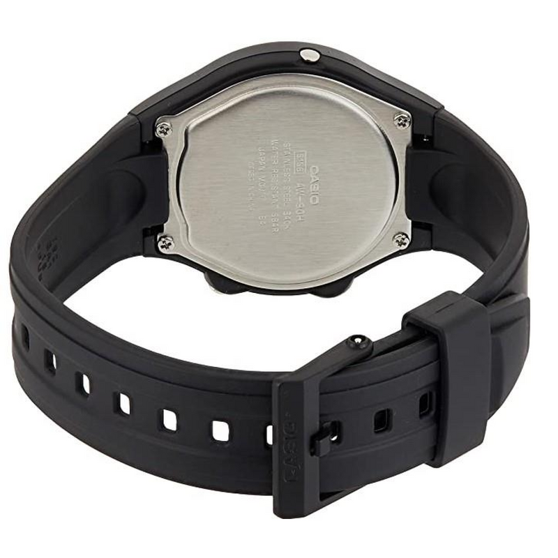 Casio Mens Dual Digital Time Black Dial Black Rubber Strap Watch - AW-90H-2BVDF