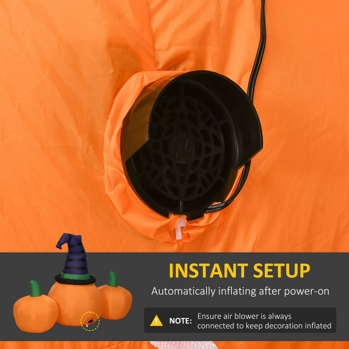 6ft Inflatable Halloween Large Pumpkin Hat with Four Small Pumpkins Blow-Up LED