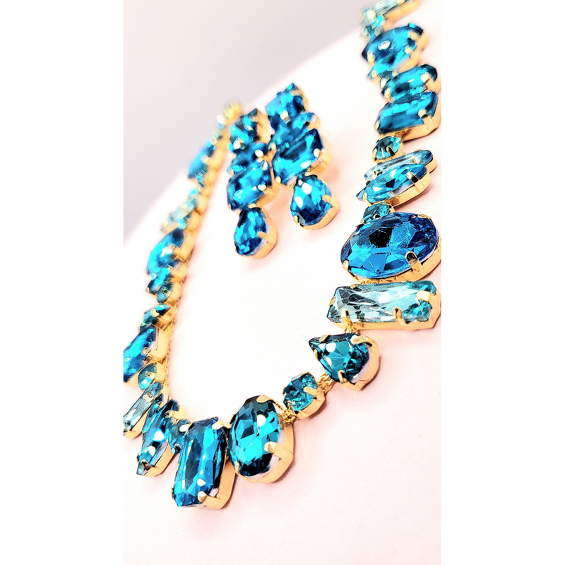 Blue Crush Crystal Necklace & Earring Set