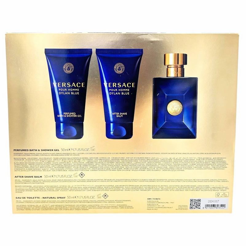 Versace Dylan Blue Gift Set (Eau De Toilette Spray 50ml  Shower Gel 50ml  After Shave Balm 50ml)