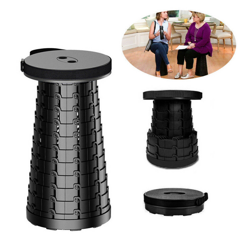 Folding Stool Portable Telescoping Seat Retractable Camping Adjustable UK
