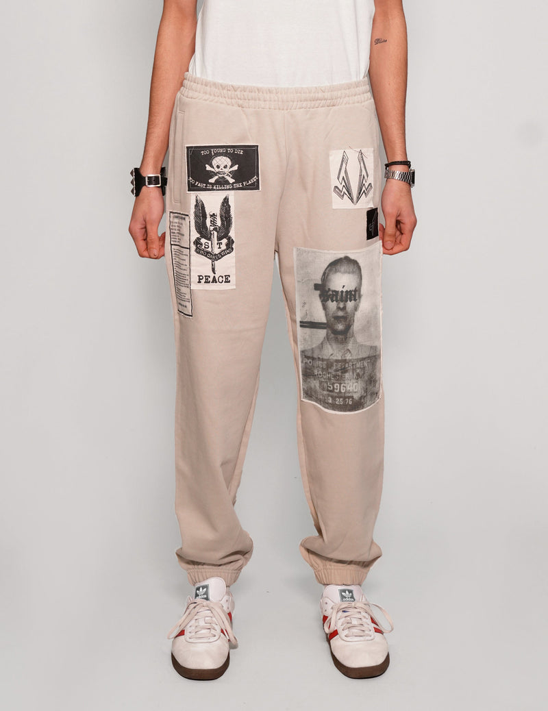 Multi-Patch Jogger Pants in Ecru