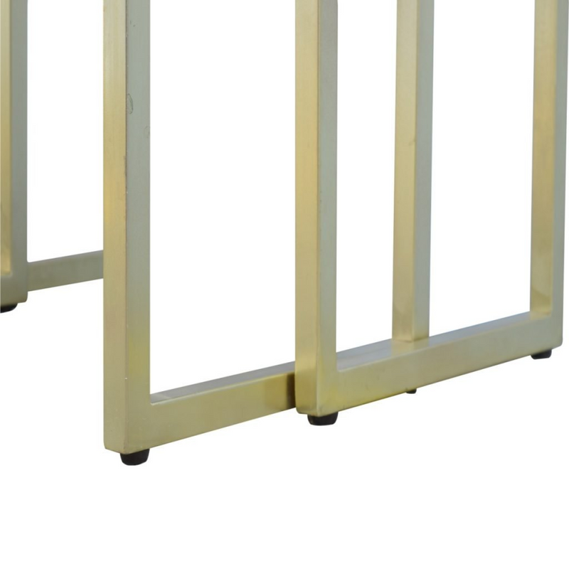Artisan Furniture Solid Wood and Metal Chunky Gold Table Set of 3