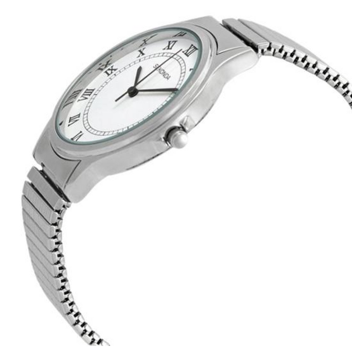Sekonda Mens Basic White Dial with Silver Metal Expandable Bracelet Watch 3022b