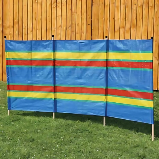 4 Pole Multicolour Beach Windbreaker Privacy Screen 225cm