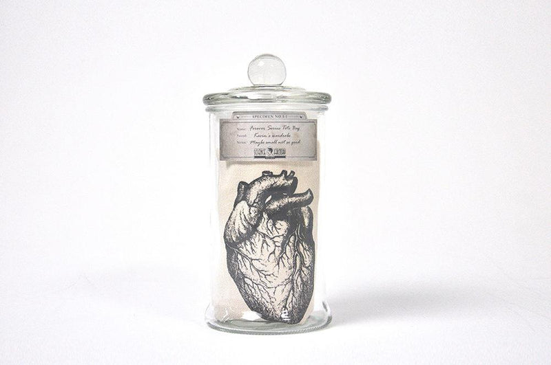 Mr Sci Glass Specimen Jar & Science Tote Bag Beating Forever (Heart)