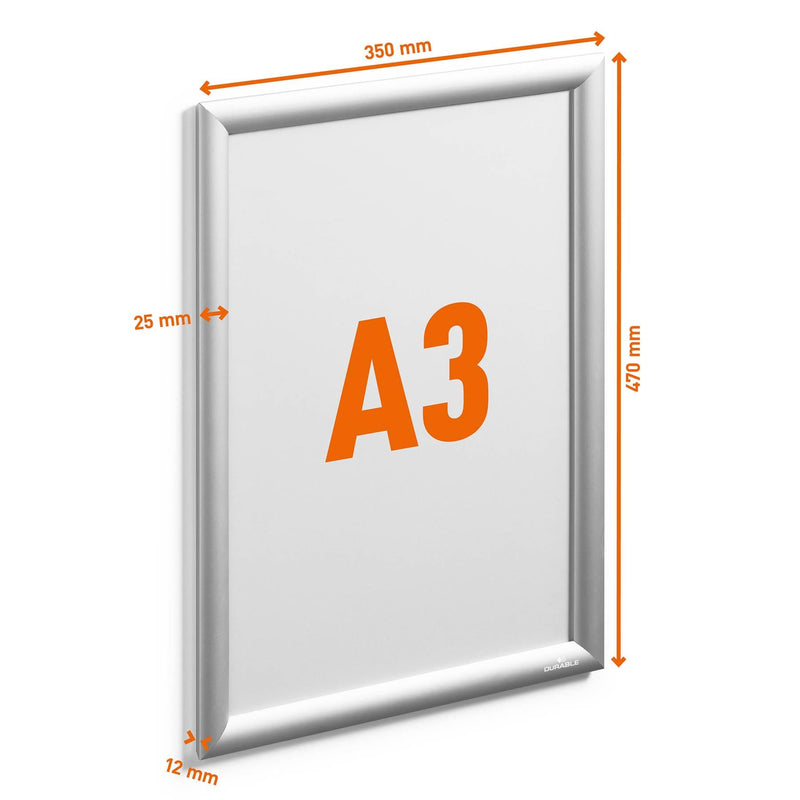 Durable Outdoor Snap Frame Weatherproof Poster Holder Notice Board | A3 Silver