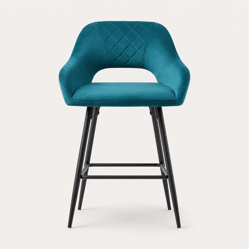 Sony Set of 2 Velvet Dark Teal Bar Stools