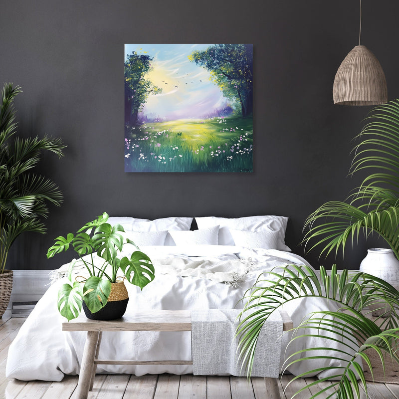 Morning Mist Meadow Canvas