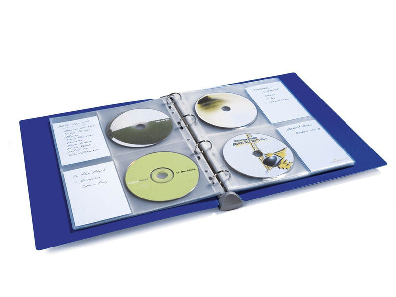 Durable CD/DVD Pockets | 2 Sided Wallet Index for 4 Disks | 10 Pack | A4 Clear