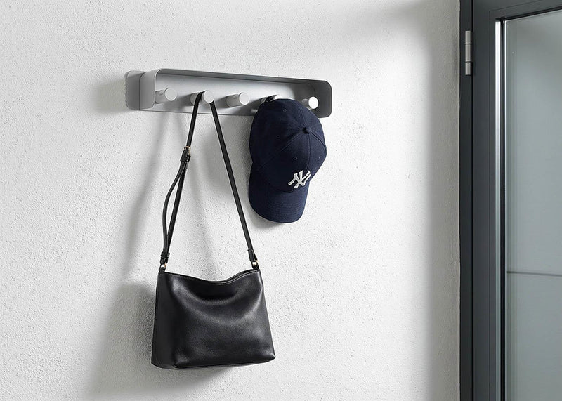 Durable DURASTORE Aluminium Wall Mounted Coat Rack 5 Hooks with Shelf | Grey