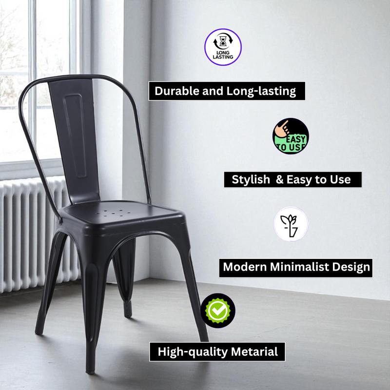 Dining Chair - Metal - L44 x W47 x H85 cm - Black