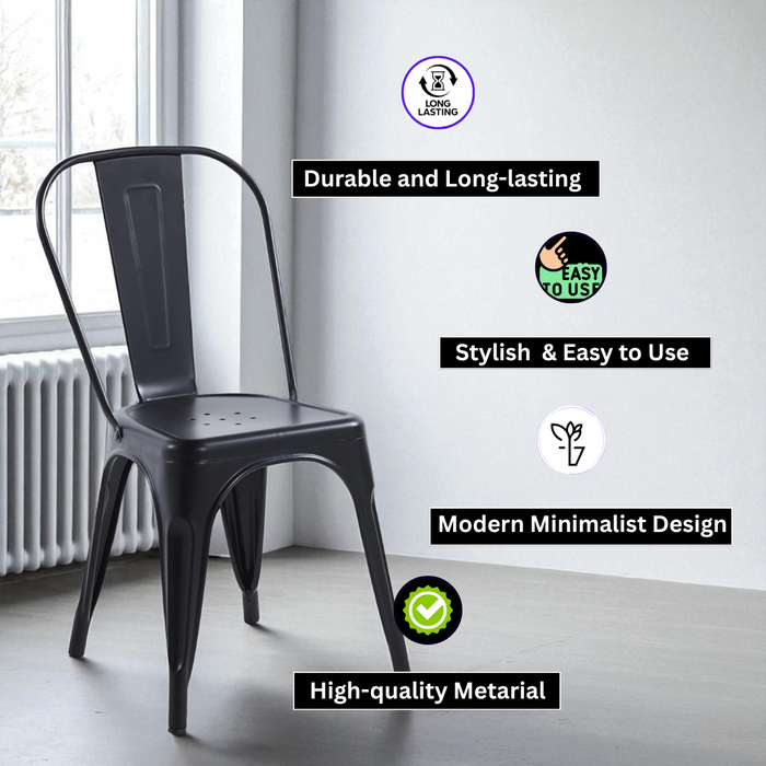 85CM BLACK METAL DINING CHAIR