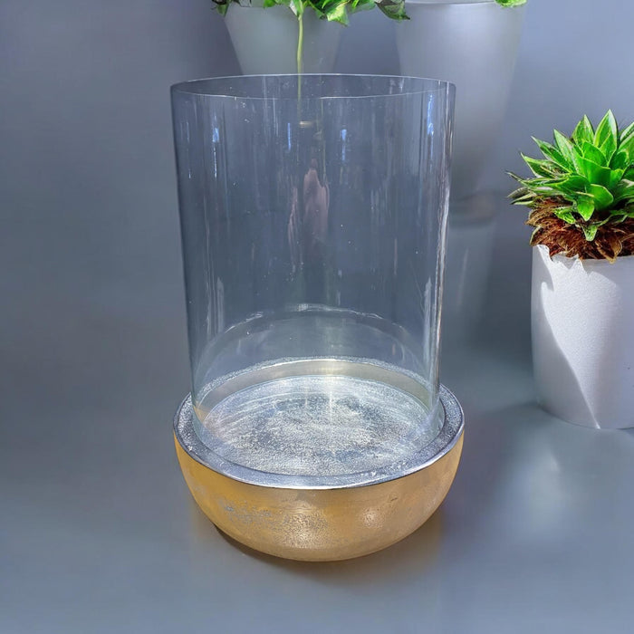 32CM NICKEL PLATED HURRICANE CANDLE HOLDER