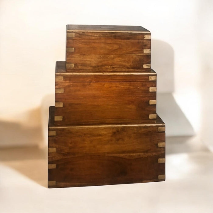 90CM SET 3 WOODEN CHESTS