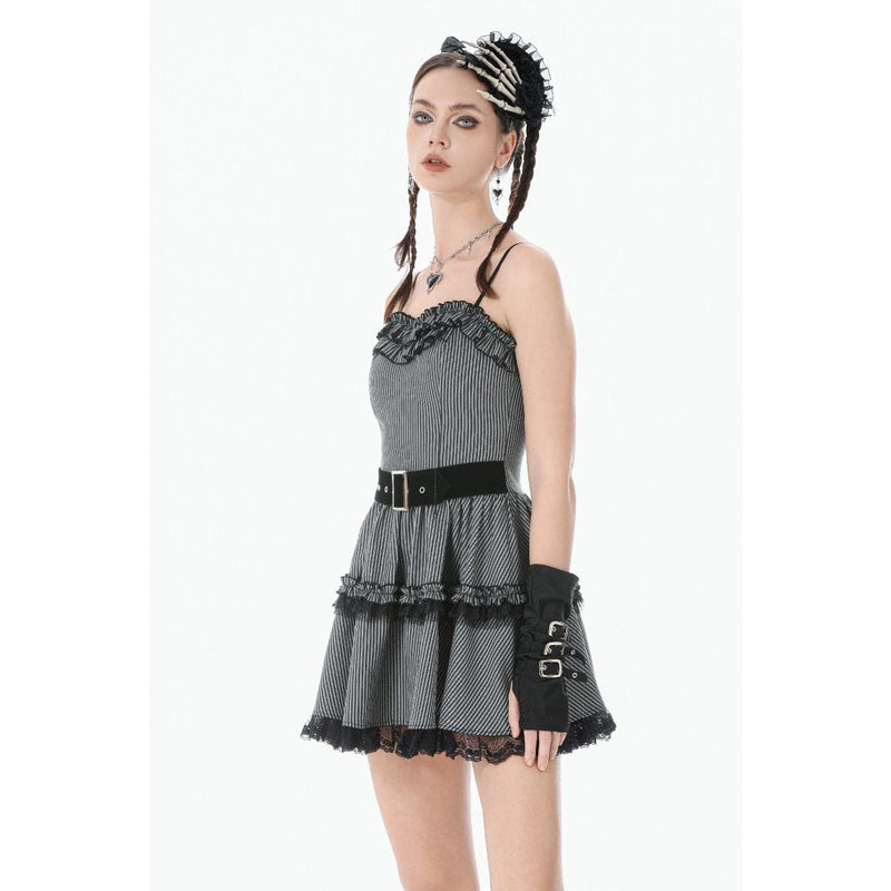 Dark in Love Striped Gothic Mini Dress