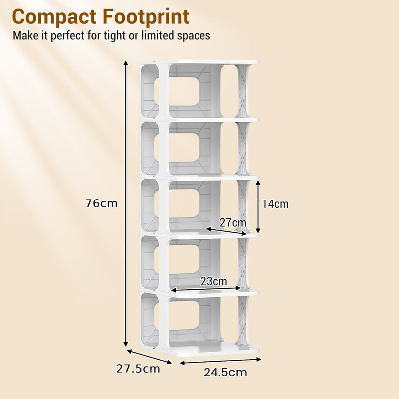 6-Tier Stackable Shoe Rack – Vertical Shoe Storage Organiser for Closet & Entryway