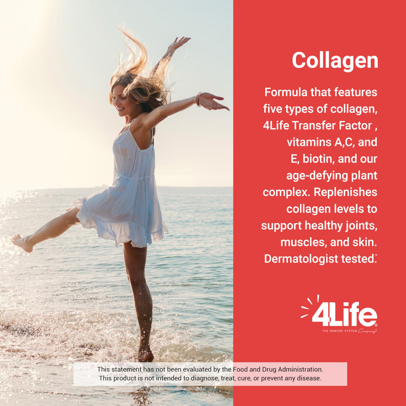 4Life Transfer Factor Collagen – 5 Types of Collagen + Vitamins | Hair, Skin & Nails Support (15 Packets)
