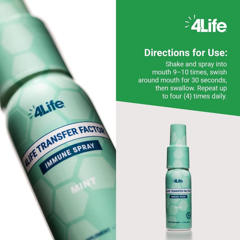 4Life Transfer Factor Immune Spray - Mint Flavor, Zinc & Marshmallow Root, 1.7 oz