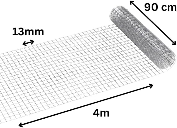 13mm Galvanised Welded Wire Mesh Roll 4m x 0.9m Garden Netting