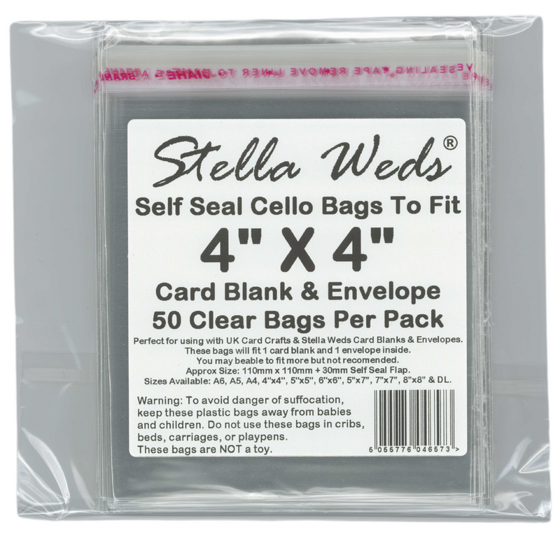 1000 x Clear Self Seal Bags To Fit 4x4 Card Blank & Envelope