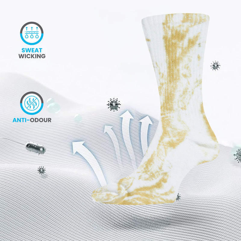 5 Pack Tie Dye Sport Socks Cotton Durable Blend for Casual & Everyday Designer Wear Unisex by Sock Stack
