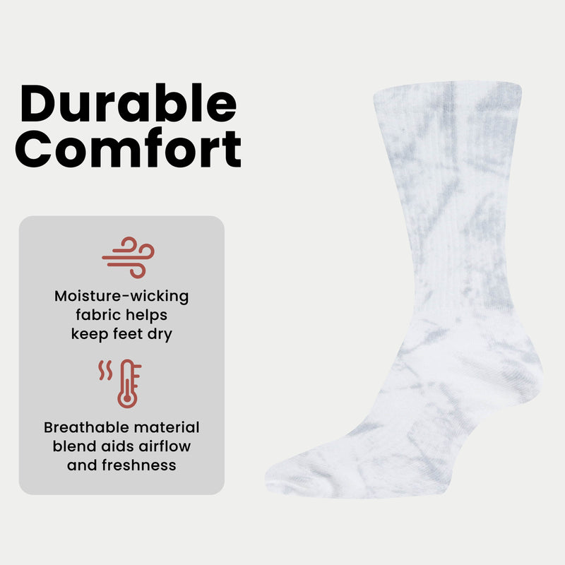 5 Pack Tie Dye Sport Socks Cotton Durable Blend for Casual & Everyday Designer Wear Unisex by Sock Stack