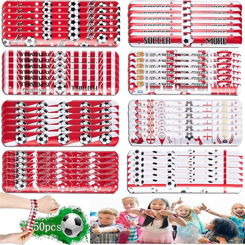 Football Slap Bracelet Set 50pcs Kids Party Bag Fillers Adjustable Bands