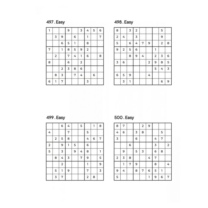 500 EASY Sudoku Puzzles