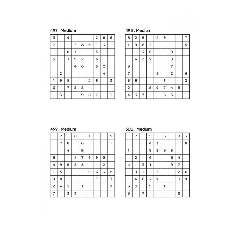500 MEDIUM Sudoku Puzzles