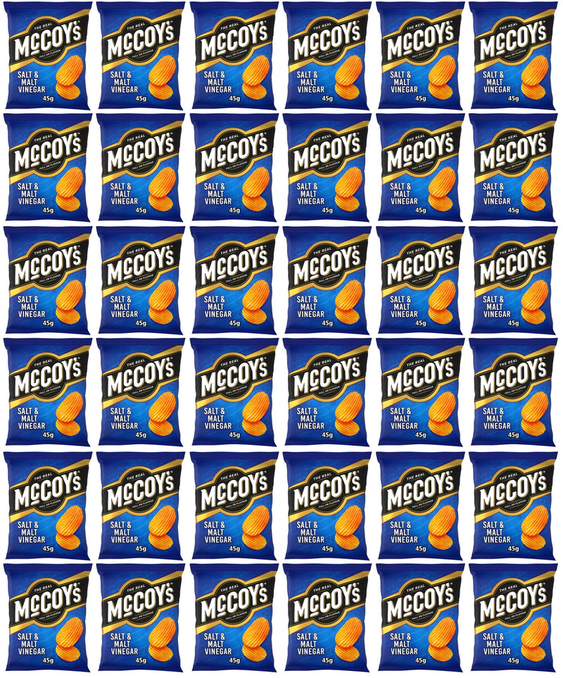 36 x Mccoy's Ridge Cut Salt & Malt Vinegar Flavour Potato Crisps 45G