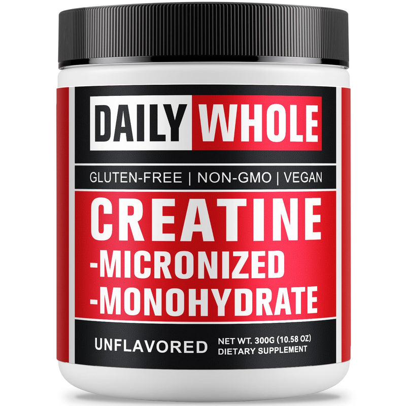 5000mg Creatine Monohydrate Micronized Powder – Unflavored, 300g (60 Servings) – Sugar-Free, Vegan, Non-GMO with Scoop