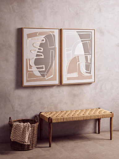 Beige and Grey Woven Throw | Bosie Chevron