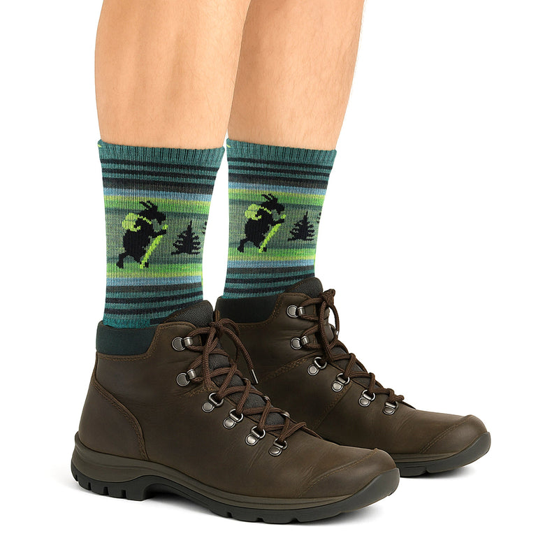 Mens Animal Patterned Micro Crew Lightweight Hiking Merino Wool Socks