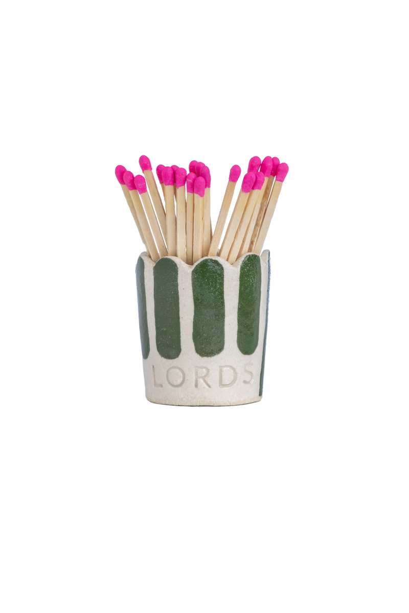 Ceramic Stripe Scallop Edge Match Pot