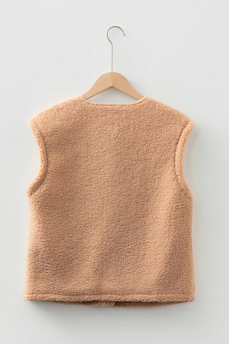 Women's Solid Color Versatile Button Warm Vest