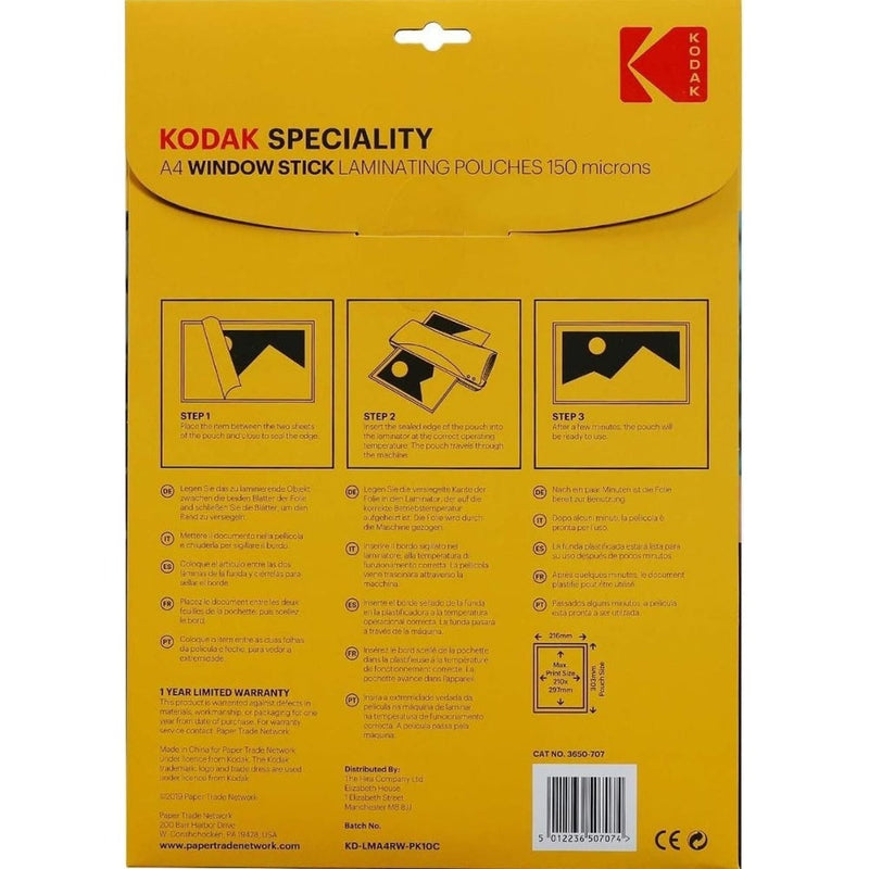 Kodak Speciality A4 Window Stick Laminating Pouches - 150 Micron 10 Pack