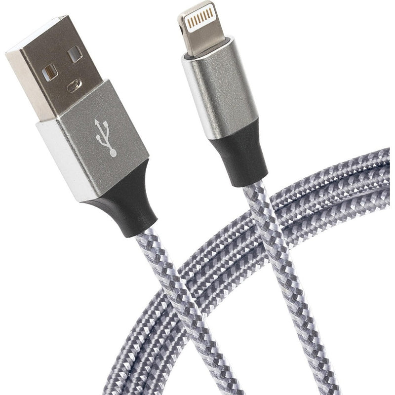 Maplin USB-A to Lightning Connector Cable Braided 12W 1m Silver