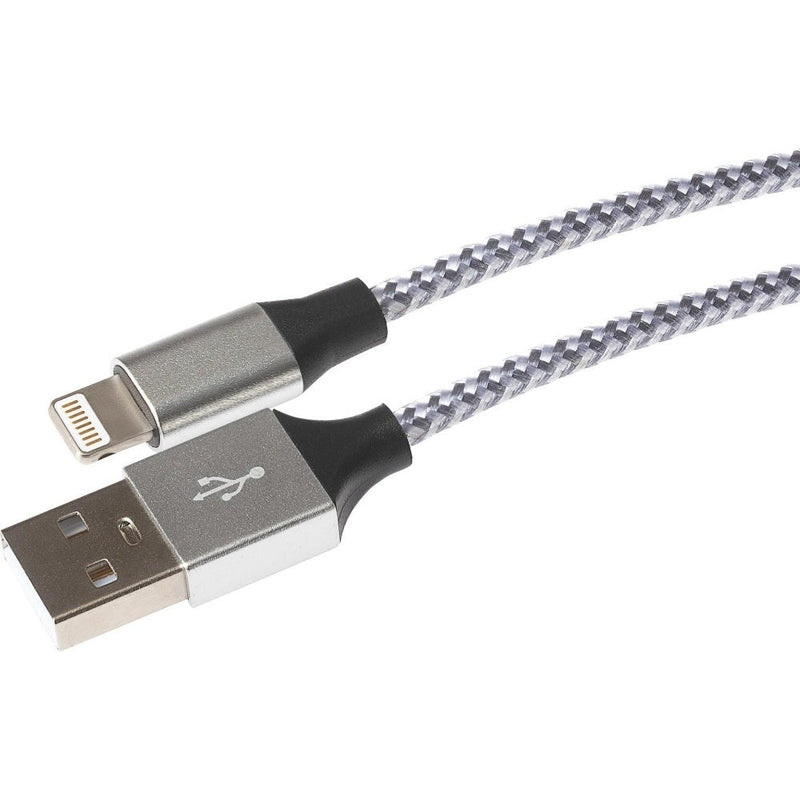 Maplin USB-A to Lightning Connector Cable Braided 12W 1m Silver